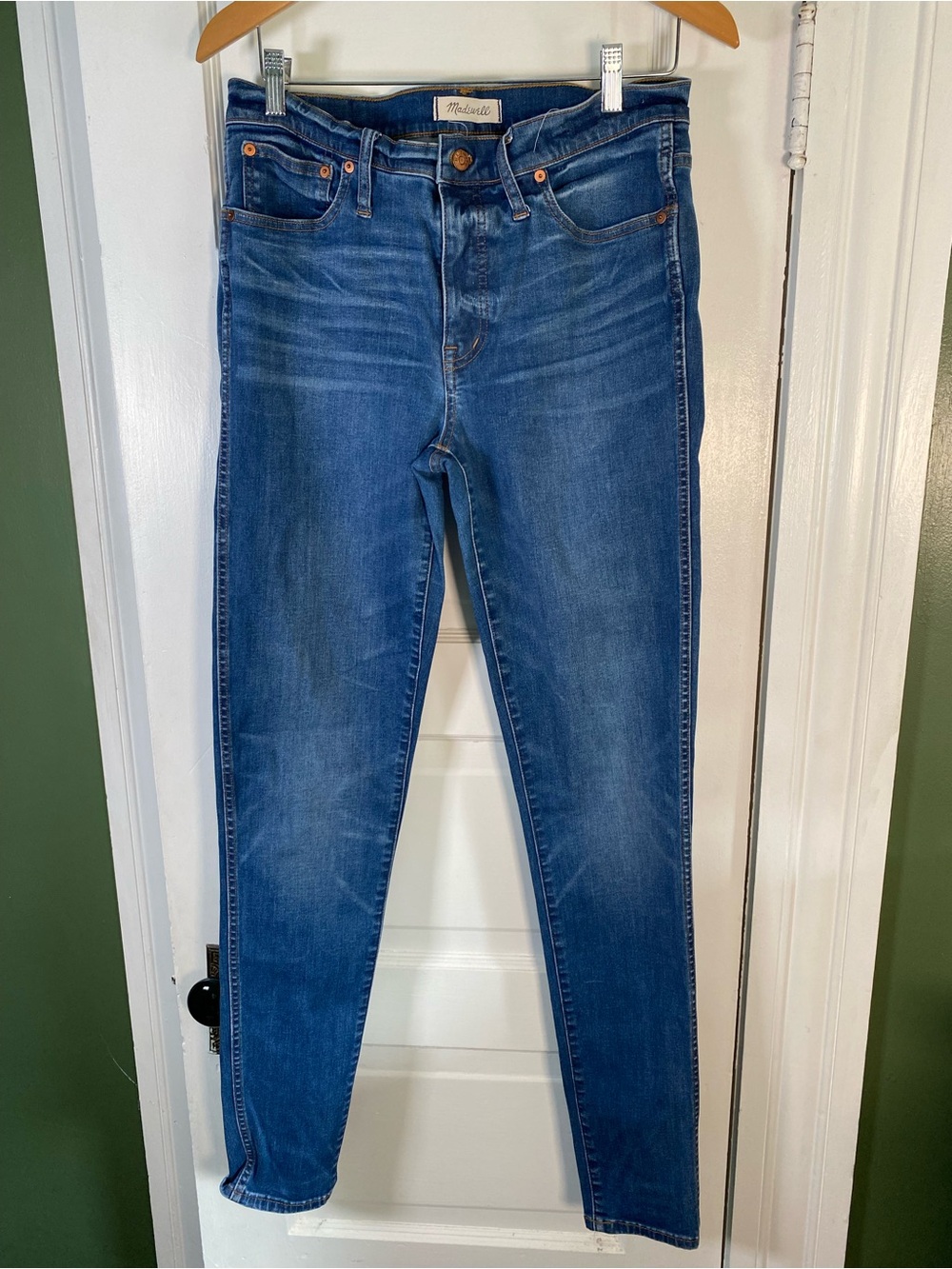 Madewell Skinny Jeans in Medium Wash Blue 33 tall